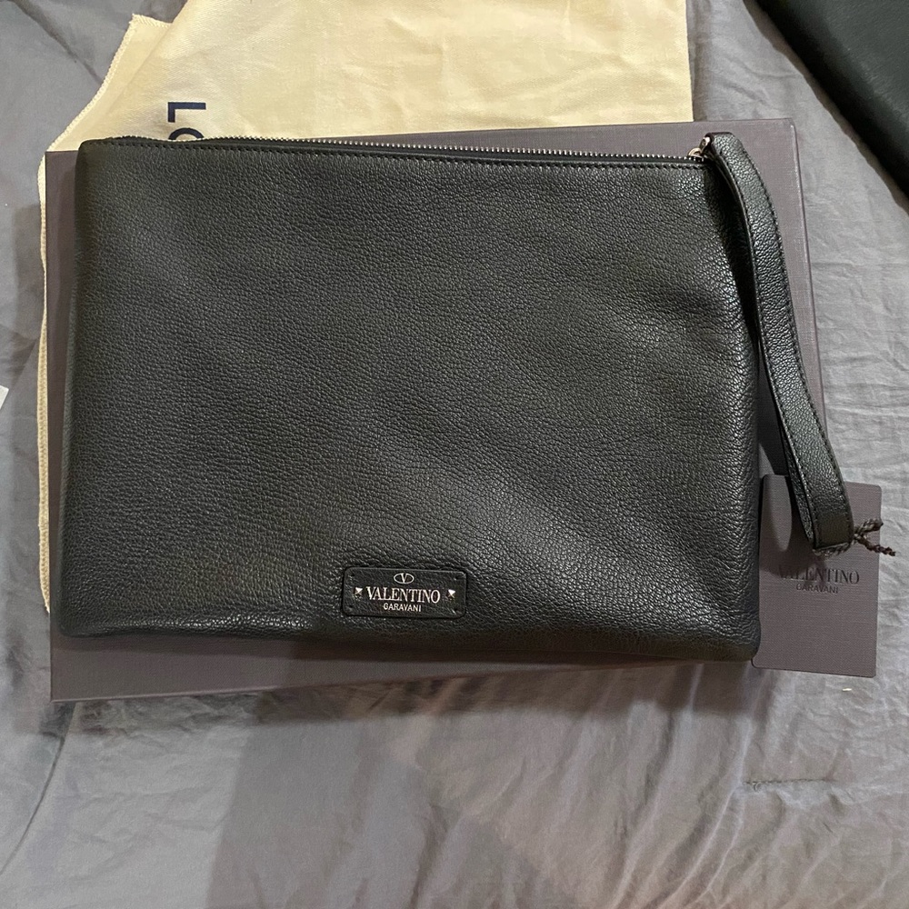 Large Valentino Garavani Leather Pouch Wristlet